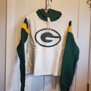 BNWT Junk Food Green Bay Packers Women's Cropped Fleece Hoodie 2XL